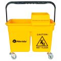 Dual-bucket mop wringer trolley with sliding press 2x9L capacity